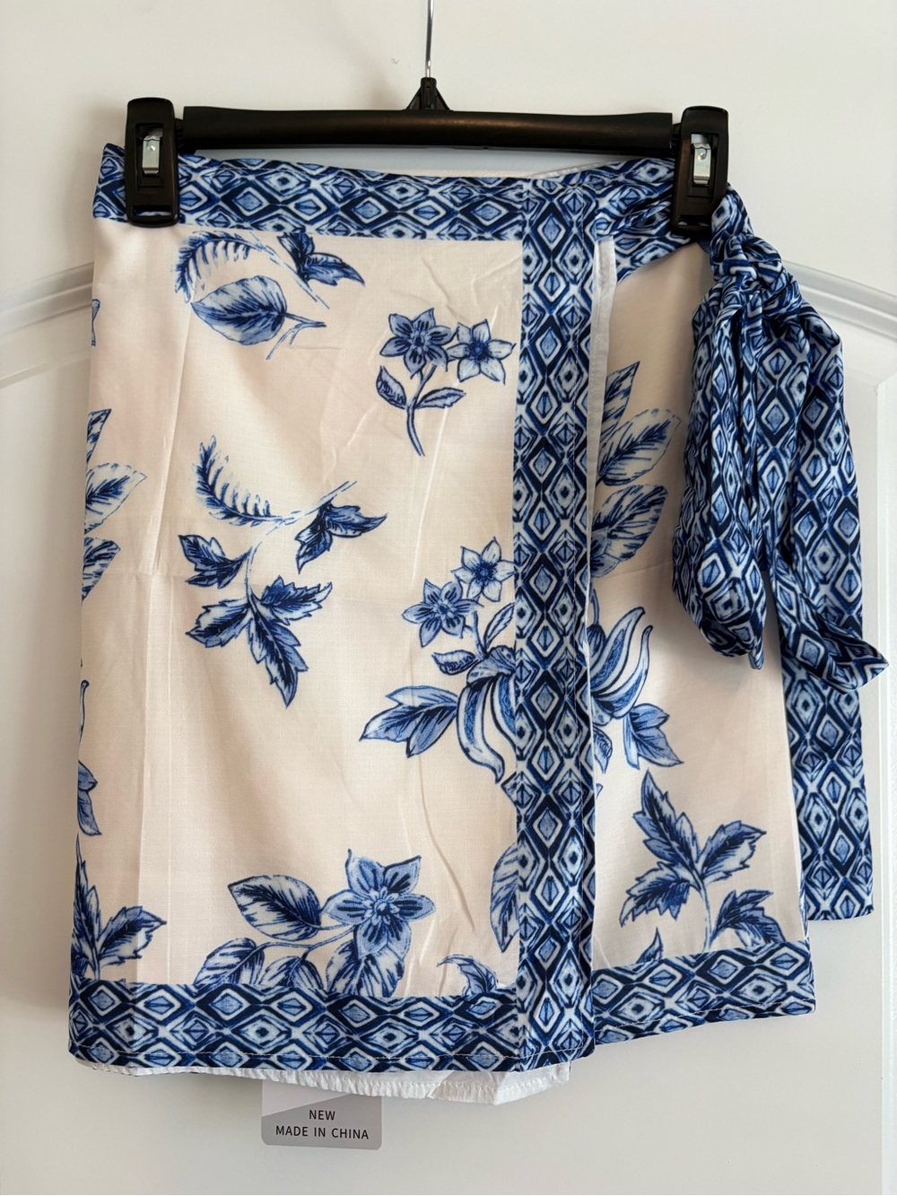 New-Blue Floral Tie Skirt or Swim Cover-Up